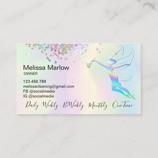 メイドクリーニングハウスきらめく自筆絵付き妖精 名刺 (裏面)