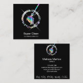 メイドクリーニングハウスきらめく自筆証書箒スクア スクエア名刺 (正面/裏面)