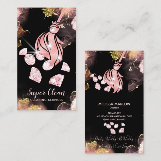 メイドクリーニングハウスきらめく金ゴールドダイヤモンドブシン 名刺 (正面/裏面)