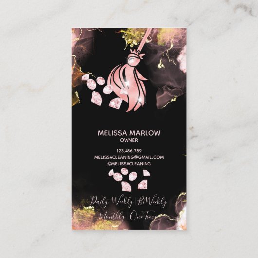 メイドクリーニングハウスきらめく金ゴールドダイヤモンドブシン 名刺 (裏面)