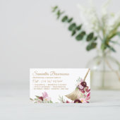 メイドクリーニングハウスきらめく金ゴールドピンクフローラ 名刺 (スタンド正面)