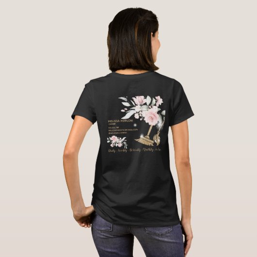 メイドクリーニングハウスきらめく金ゴールドフローラ事業 Tシャツ (裏面フル)