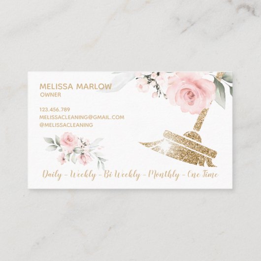 メイドクリーニングハウスきらめく金ゴールドフローラ 名刺 (裏面)