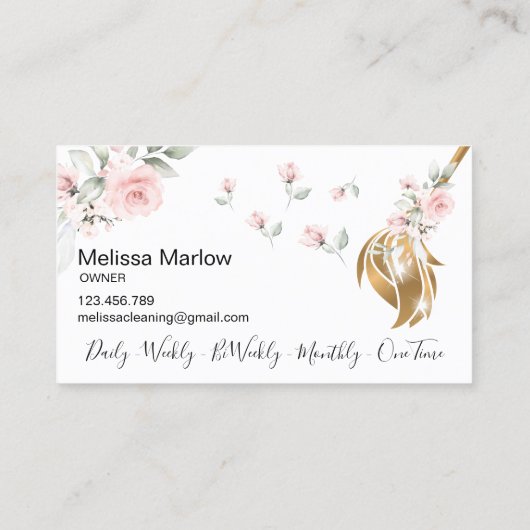 メイドクリーニングハウスきらめく金ゴールドフローラ 名刺 (裏面)