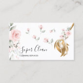 メイドクリーニングハウスきらめく金ゴールドフローラ 名刺 (正面)