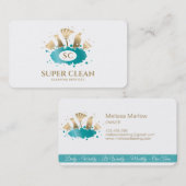 メイドクリーニングハウスきらめく金ゴールドモノグラムブシン 名刺 (正面/裏面)