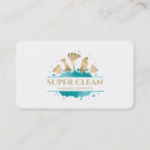 メイドクリーニングハウスきらめく金ゴールド名刺 名刺 (正面)