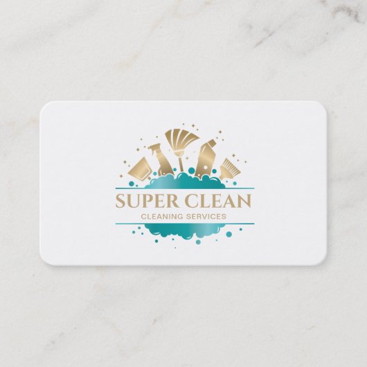 メイドクリーニングハウスきらめく金ゴールド名刺 名刺 (正面)