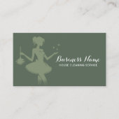 メイドクリーニングハウスキーピングエレガントセージグリーン 名刺 (正面)