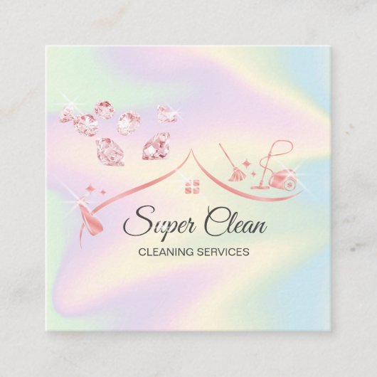 メイドクリーニングハウスプロフェッショナルクリーニングサービス スクエア名刺 (正面)