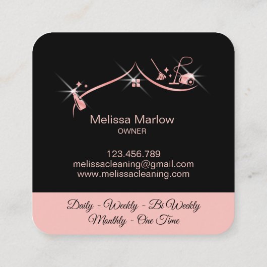 メイドクリーニングハウスプロフェッショナルクリーニングサービス スクエア名刺 (裏面)