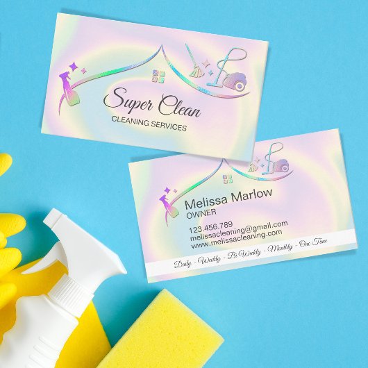 メイドクリーニングハウスホログラフィーきらめく 名刺