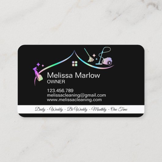 メイドクリーニングハウスホログラフィーきらめく 名刺 (裏面)
