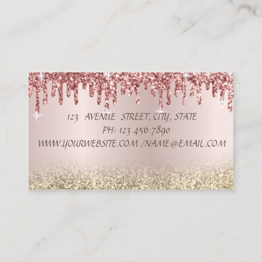 メイドクリーニングハウスルーフ金ゴールドグリッタードリップ 名刺 (裏面)