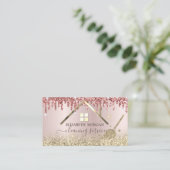 メイドクリーニングハウスルーフ金ゴールドグリッタードリップ 名刺 (スタンド正面)