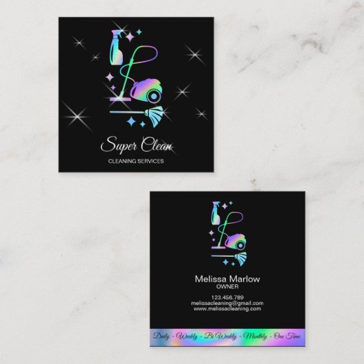 メイドクリーニングハウス清掃サービスHOLIGRAPH Bu スクエア名刺 (正面/裏面)