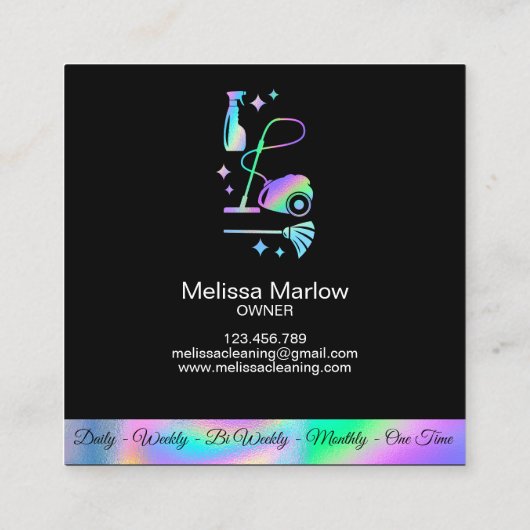 メイドクリーニングハウス清掃サービスHOLIGRAPH Bu スクエア名刺 (裏面)