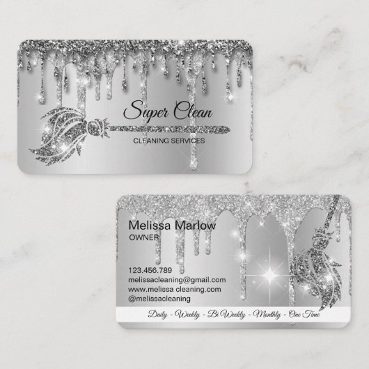 メイドクリーニングハウス銀きらめく白金 名刺 (正面/裏面)