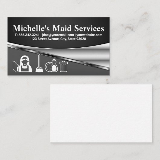 メイドクリーニング用品 |グレーメタリック 名刺 (正面/裏面)