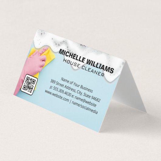 メイドクリーニング | Soap Suds | QRコード 名刺 (正面)