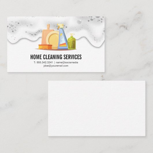 メイドサービスのクリーニング | Soap Suds 名刺 (正面/裏面)