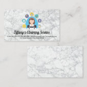 メイドサービスアイコンのクリーニング | 大理石背景 名刺 (正面/裏面)