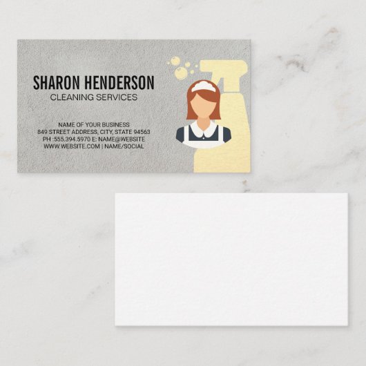 メイドサービス |スプレーとメイドのクリーニング 名刺 (正面/裏面)