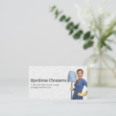 メイドサービス |モップ付きクリーニング女性 名刺 (スタンド正面)