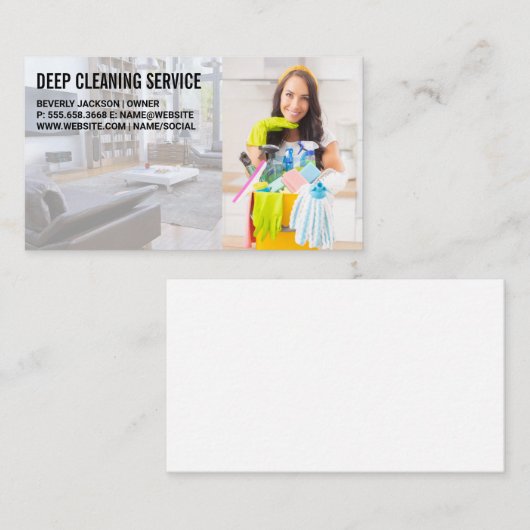 メイドサービス |女性の笑顔を洗う 名刺 (正面/裏面)