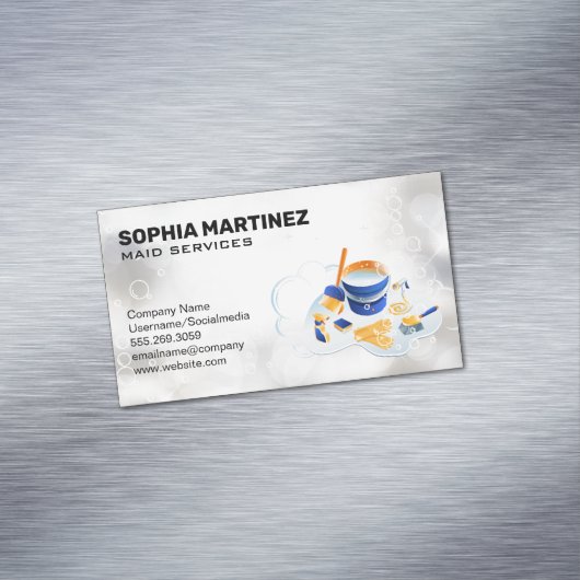 メイドサービス | MopとBroom |キラキラの泡 マグネット名刺 (インサイチュ)