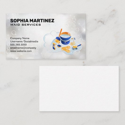 メイドサービス | MopとBroom |キラキラの泡 名刺 (正面/裏面)