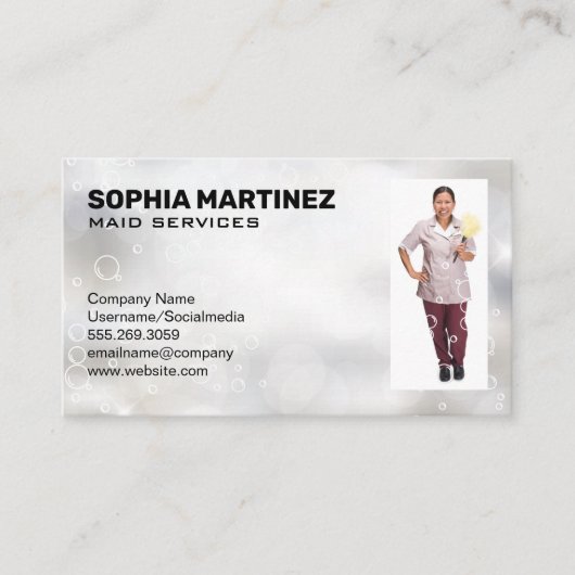 メイドサービス | Sparkly Bubbles名刺 名刺 (正面)