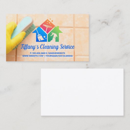 メイドスクラブ浴室用タイル |アイコンのクリーニング 名刺 (正面/裏面)