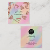 メイドハウスクリーニングオフィスサービスロゴバラスクア スクエア名刺 (正面/裏面)