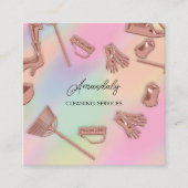 メイドハウスクリーニングオフィスサービスロゴバラスクア スクエア名刺 (正面)