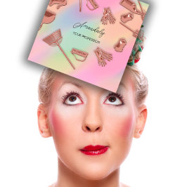 メイドハウスクリーニングオフィスサービスロゴバラ スクエア名刺