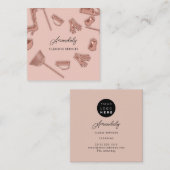 メイドハウスクリーニングオフィスサービスロゴバラ スクエア名刺 (正面/裏面)