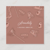 メイドハウスクリーニングオフィスサービスロゴQRコード スクエア名刺 (正面)