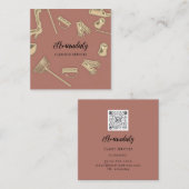 メイドハウスクリーニングオフィスサービスQRコードバラ スクエア名刺 (正面/裏面)