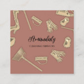 メイドハウスクリーニングオフィスサービスQRコードバラ スクエア名刺 (正面)