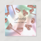 メイドハウスクリーニングオフィスサービスQRコードバラ スクエア名刺 (正面)