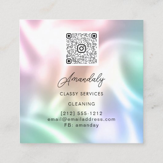 メイドハウスクリーニングオフィスサービスQRコードバラ スクエア名刺 (裏面)