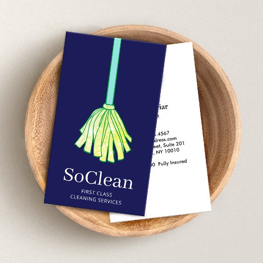 メイドハウスクリーニングサービスグリーングリッターモップ 名刺