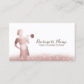 メイドハウスクリーニングサービスシックバラ金ゴールドグリッター 名刺 (正面)