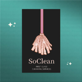 メイドハウスクリーニングサービスバラ金ゴールドグリッターモップ 名刺