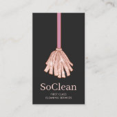 メイドハウスクリーニングサービスバラ金ゴールドグリッターモップ 名刺 (正面)