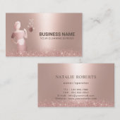 メイドハウスクリーニングサービスバラ金ゴールドグリッター 名刺 (正面/裏面)