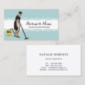 メイドハウスクリーニングサービスパステルティール(緑がかった色) 名刺 (正面/裏面)