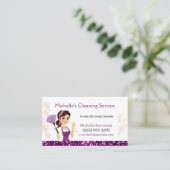 メイドハウスクリーニングサービスパープルグリッター 名刺 (スタンド正面)