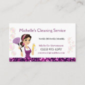 メイドハウスクリーニングサービスパープルグリッター 名刺 (正面)